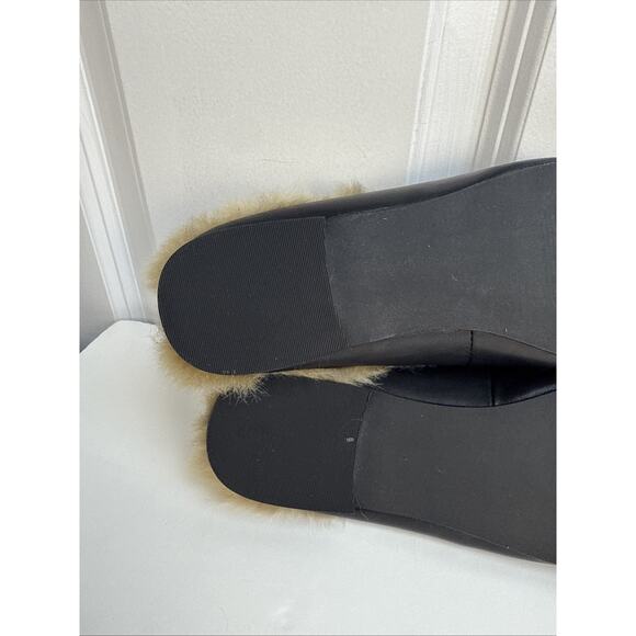 Steve Madden Women's Jill Black Leather Slides Fur Loafer Size 6.5 Shoe NWB - Picture 8 of 10